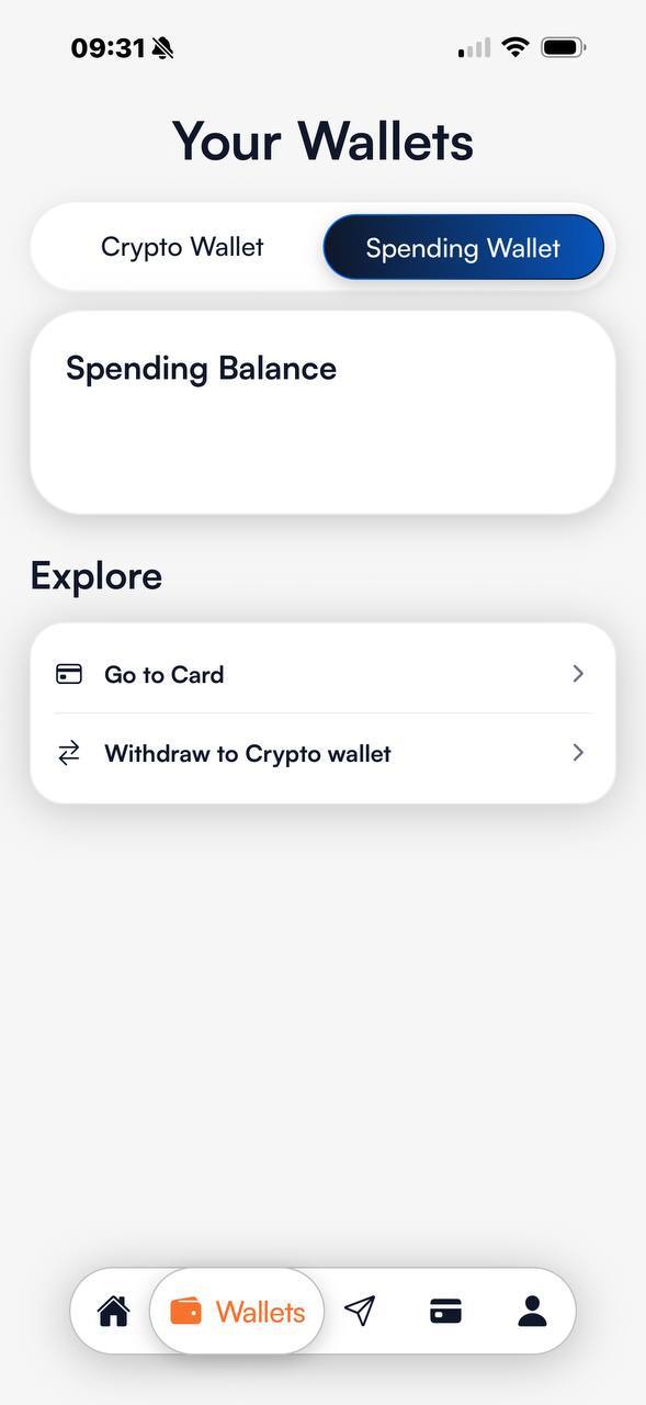 Spending Wallet und Auszahlung zur Crypto Wallet